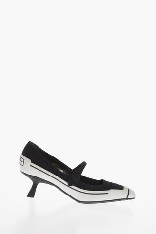 Pumps Mary-Jane in Tessuto con Dettaglio in Gomma 4cm