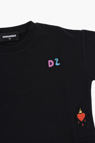 라운드넥 크롭 티셔츠 자수