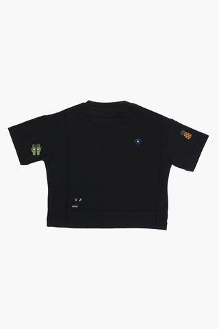 라운드넥 크롭 티셔츠 자수