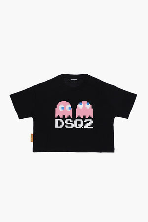 T-shirt Girocollo in Cotone con Stampa Pac-man