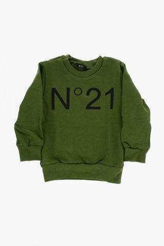 Brushed Cotton Crew-neck Sweatshirt with Printed Logo