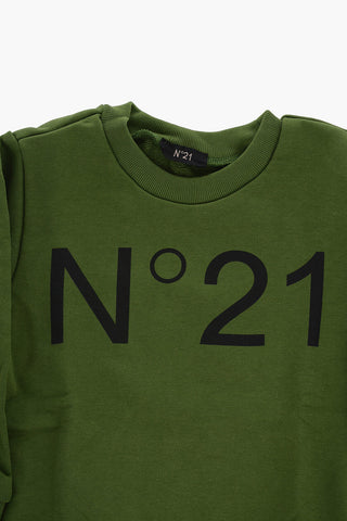 Brushed Cotton Crew-neck Sweatshirt with Printed Logo
