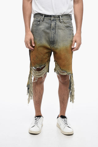 Distressed GETH CUTOFFS Denim Shorts with Fringed Hem