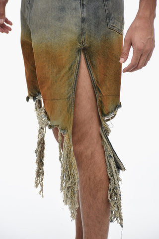 Distressed GETH CUTOFFS Denim Shorts with Fringed Hem