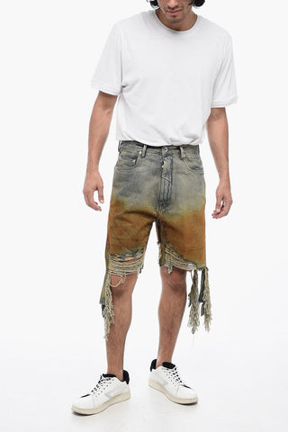 Distressed GETH CUTOFFS Denim Shorts with Fringed Hem