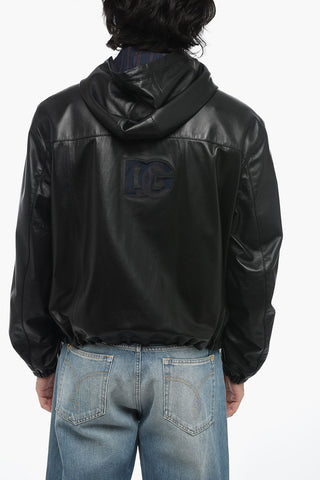 Bomber Double-Face in Pelle con Coulisse