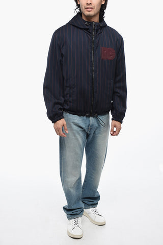 Leather Double-Face Bomber Jacket with Drawstring