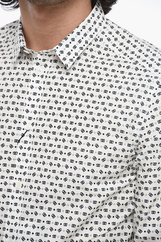GOLD Cotto Shirt with All-Over Mico Logo Pattern