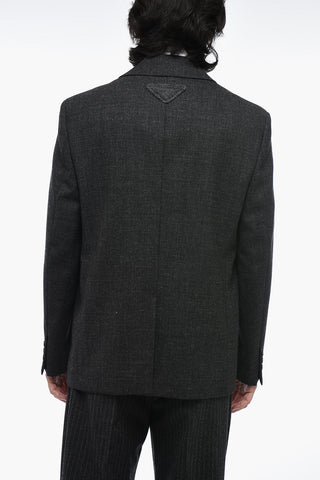 Virgin Wool Blazer with Collar Detail
