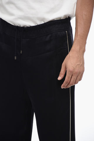 Satin Joggers Pants with Contrasting Trims