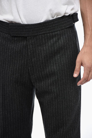 Pinstripped Wool Pants with Martingale