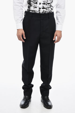 Mohair Wool Blended Pants with Slim Fit
