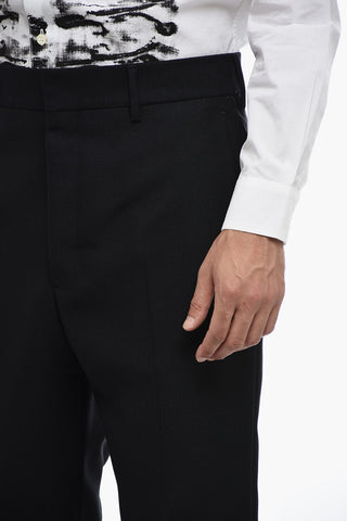 Mohair Wool Blended Pants with Slim Fit