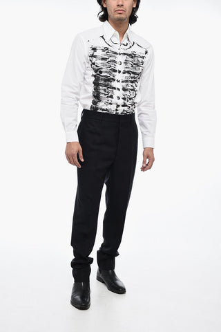 Mohair Wool Blended Pants with Slim Fit