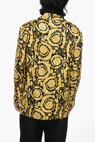 Camicia Pigiama in Seta con Stampa Barocco