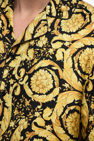 Camicia Pigiama in Seta con Stampa Barocco