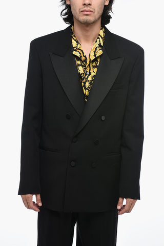Double-Breasted SMOKING Blazer with Satin Detailing
