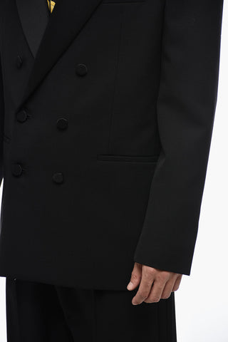 Double-Breasted SMOKING Blazer with Satin Detailing