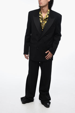 Double-Breasted SMOKING Blazer with Satin Detailing