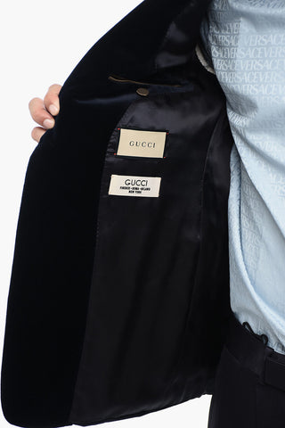 Blazer in Velluto con Polsini a Contrasto