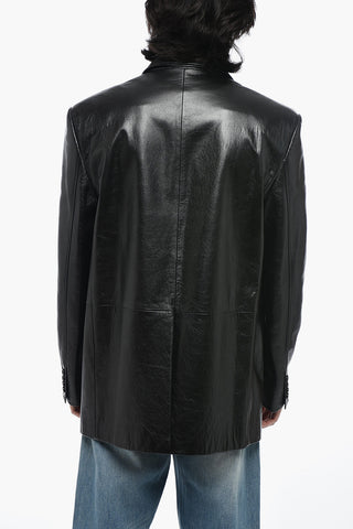 Blazer in Pelle Oversize con Rever Classico