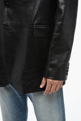 Blazer in Pelle Oversize con Rever Classico