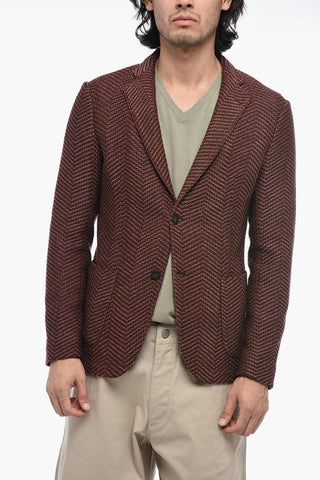 EMPORIO Knitted Wool Blazer with Two-Toned Motif