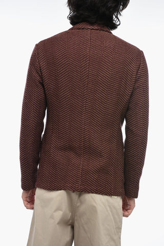 EMPORIO Knitted Wool Blazer with Two-Toned Motif