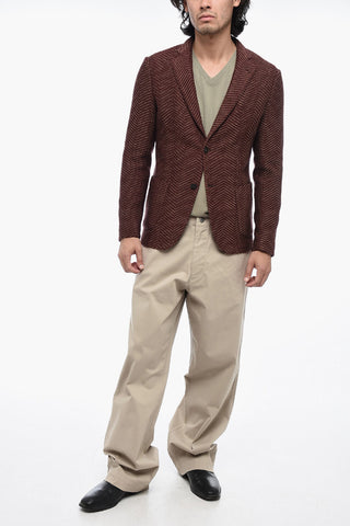EMPORIO Knitted Wool Blazer with Two-Toned Motif