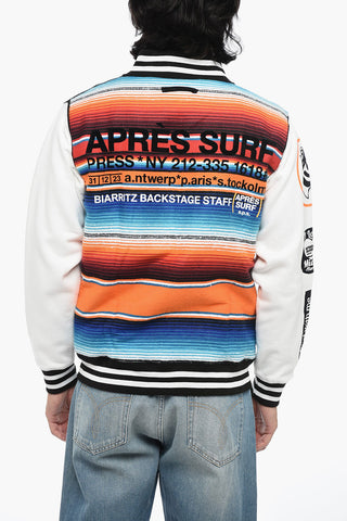 Fleece Bomber with Contrasting Detail and Flocked Print
