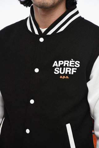 Fleece Bomber with Contrasting Detail and Flocked Print
