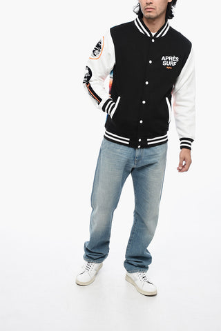 Fleece Bomber with Contrasting Detail and Flocked Print