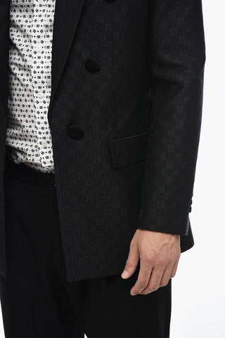 Oversized Monogram Fabric Blazer with Peak Lapel