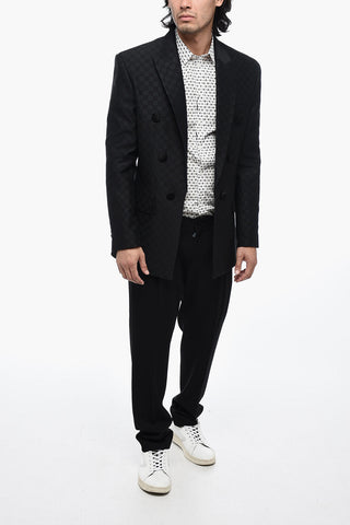 Oversized Monogram Fabric Blazer with Peak Lapel