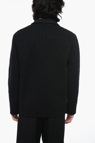 Giubbotto in Tweed con Logo Ricamato