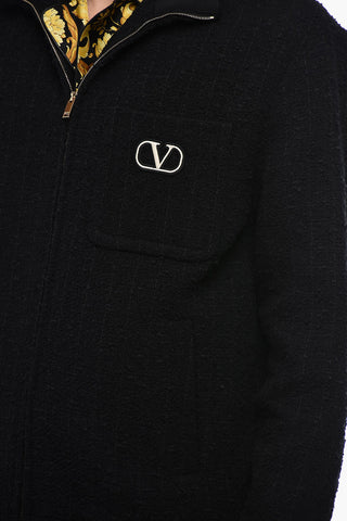 Giubbotto in Tweed con Logo Ricamato