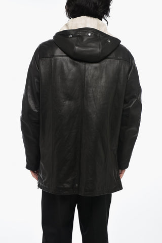 Leather Parka Jacket with Removable Fur Inner