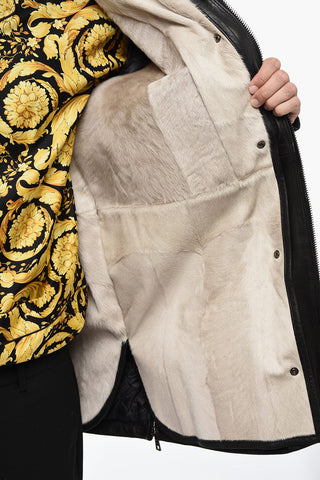 Leather Parka Jacket with Removable Fur Inner