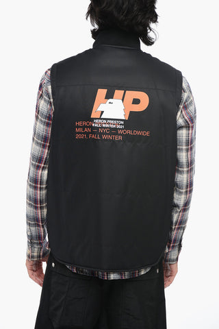 Oversized Paded Vest with Logo Print