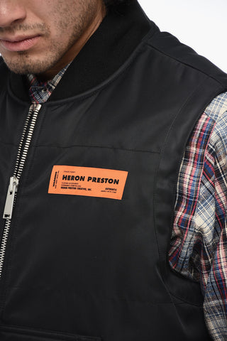 Oversized Paded Vest with Logo Print