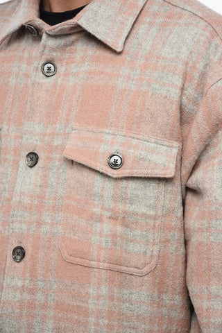 Virgin Wool Overshirt with Check Motif