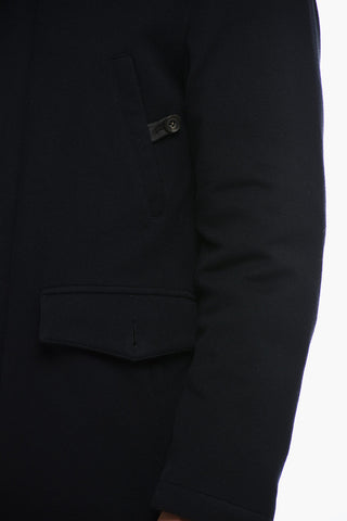 Wool Padded Coat with Real Fur