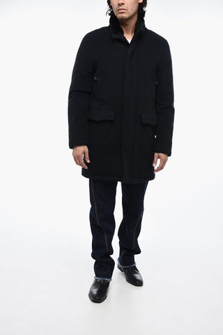 Wool Padded Coat with Real Fur