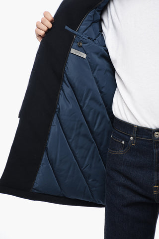 Wool Padded Coat with Real Fur