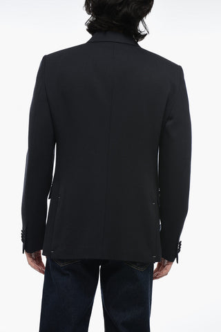 Wool Double-Breasted Blazer with Peack Lapel