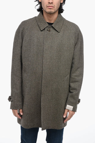 Hidden Closure Wool Coat With Removable Padding
