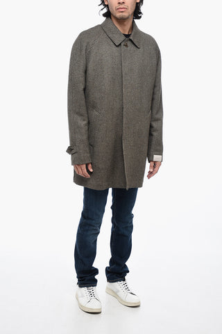 Hidden Closure Wool Coat With Removable Padding