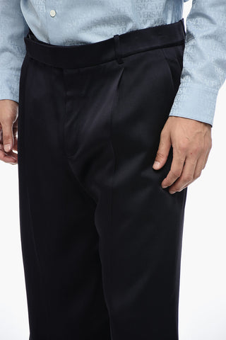 Pantaloni Straight Fit in Satin con Pinces Frontale