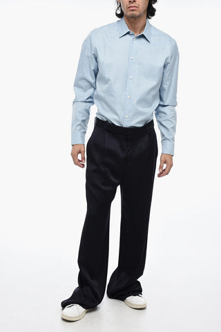 Satin Straight Fit Pants with Frontal Pleates