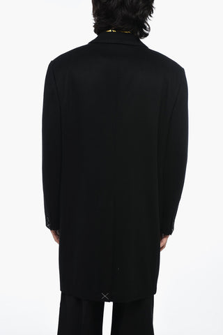 Cappotto con Rever Classico in Lana Vergine Logato